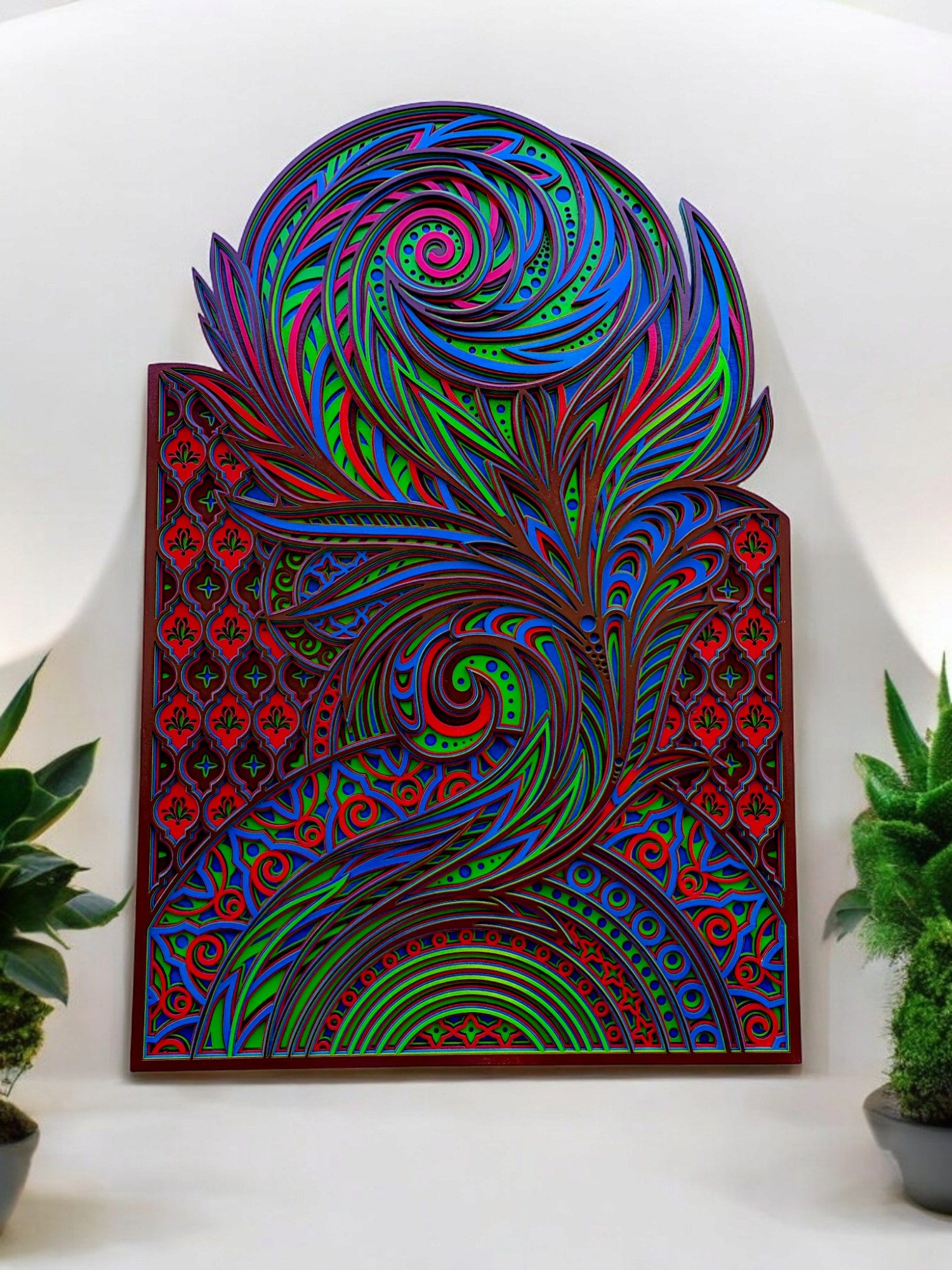 "Feather Mandala Serenity – Multilayer Wall Art" - Image 5