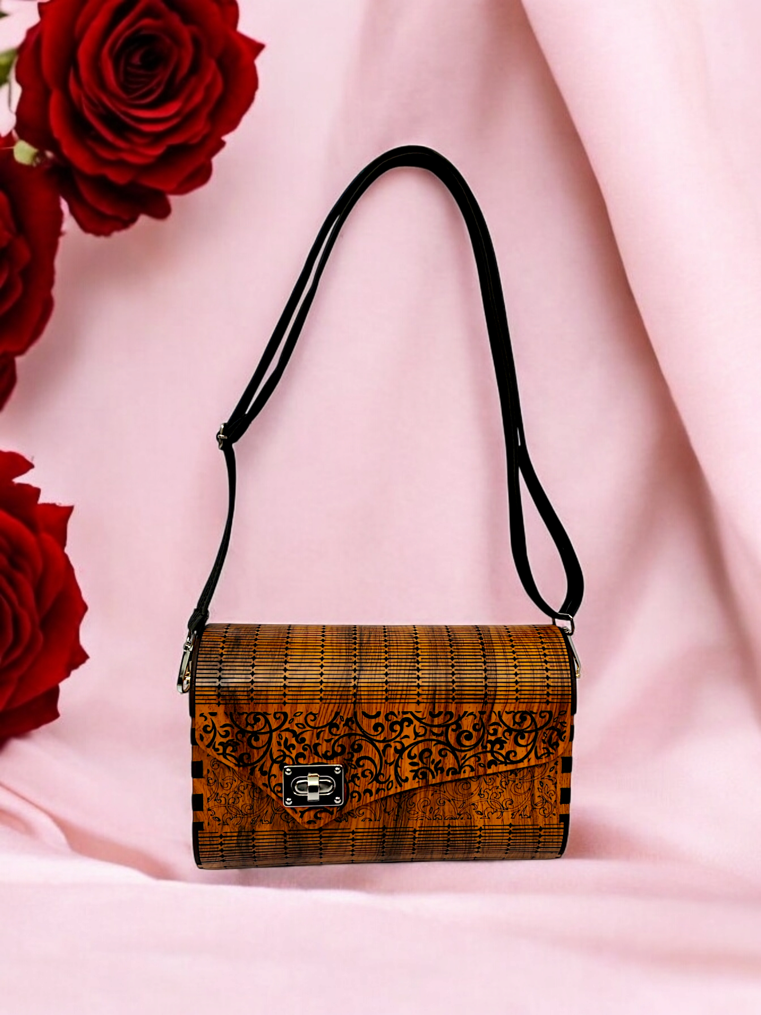 Elegant Wooden Purse – Handcrafted Wooden Handbag light brown - Image 6