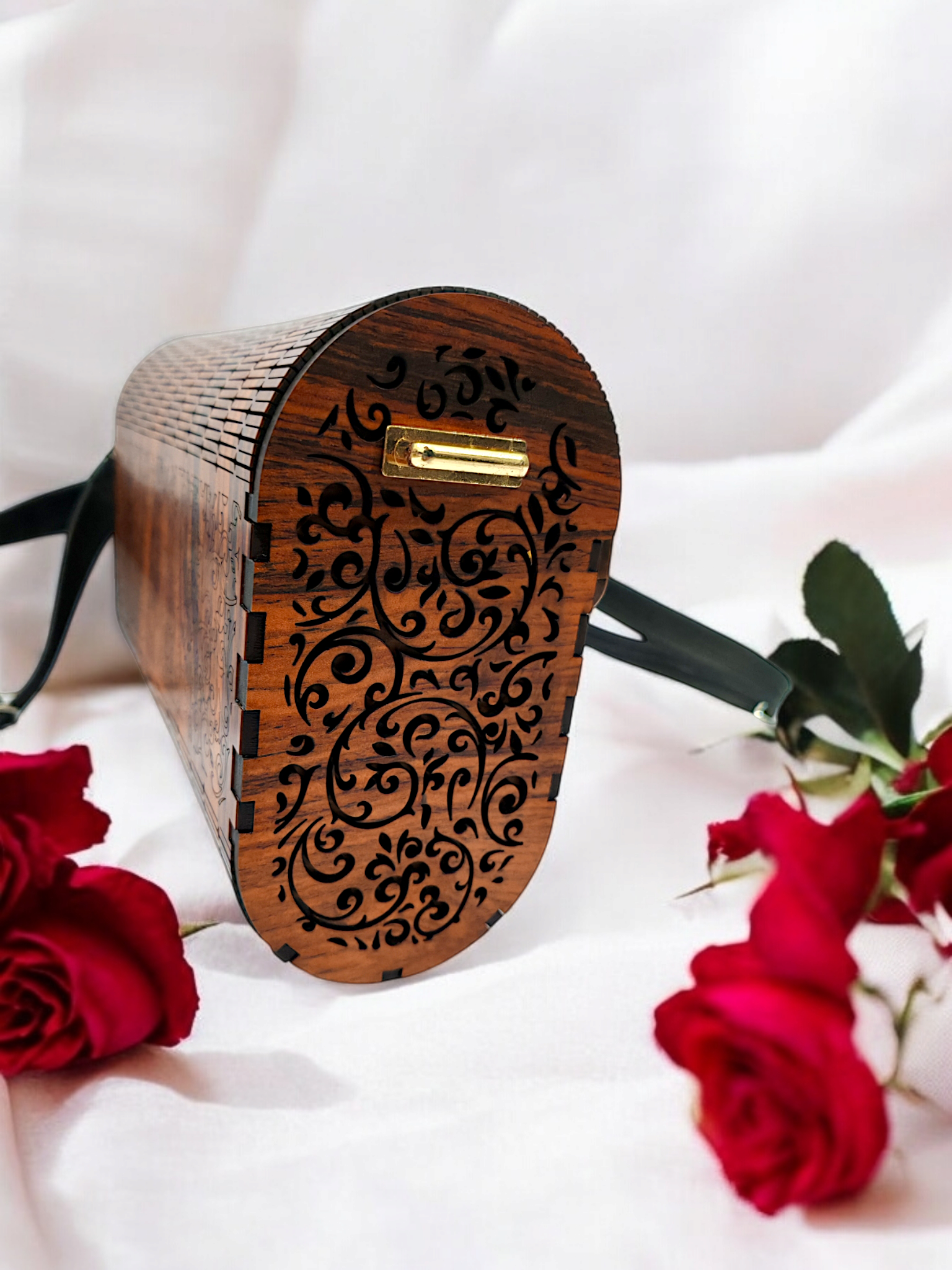 Elegant Wooden Purse – Handcrafted Wooden Handbag Dark Brown - Image 5