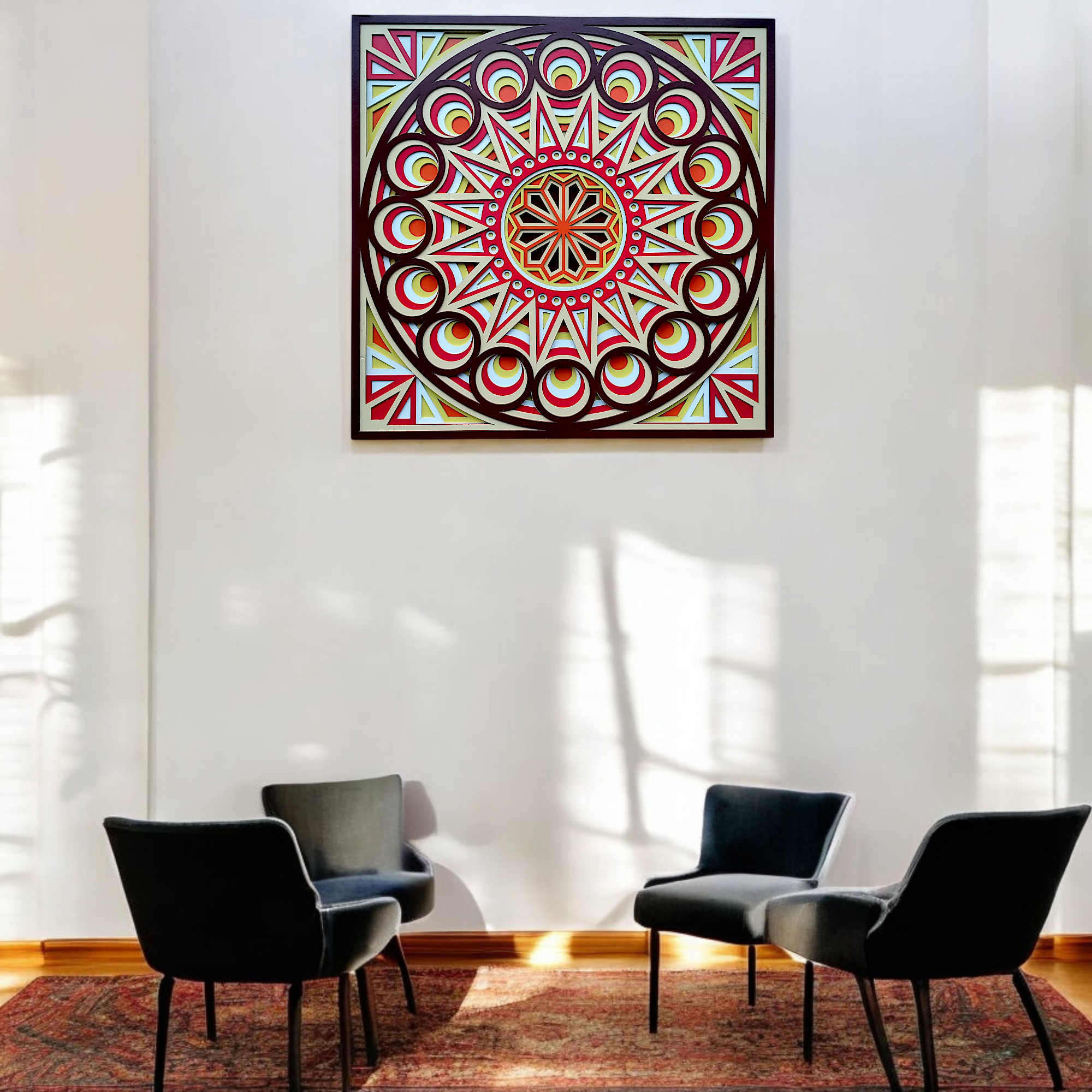 "Square Multilayer Mandala Wall Art – Intricate Spiritual Décor" - Image 6
